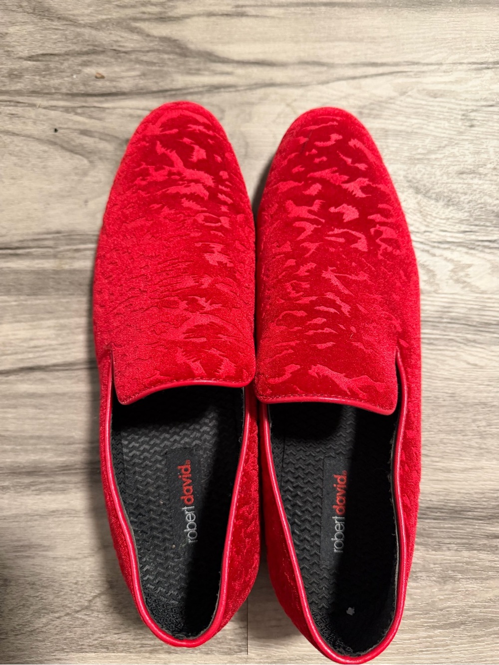 Robert David Red Velvet Men's Slip-On Loafers